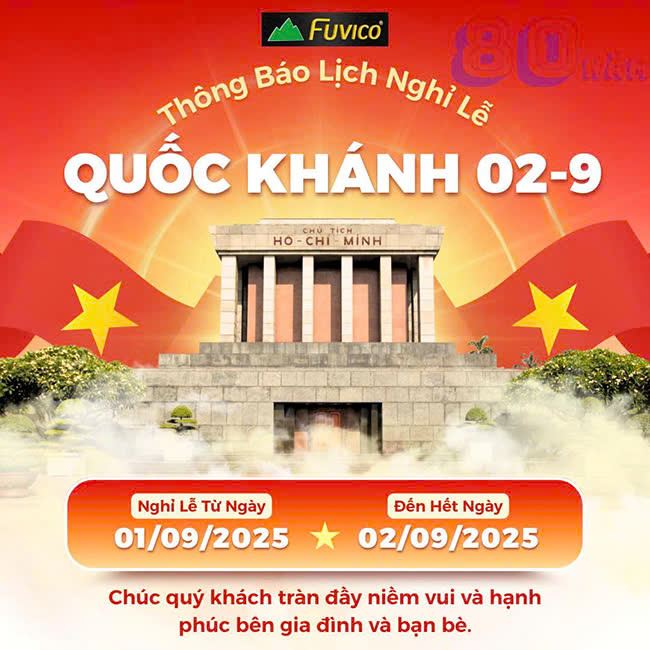Đại Phúc Vinh CNC gửi tới khách hàng lịch Nghỉ lễ Quốc Khánh 02/09